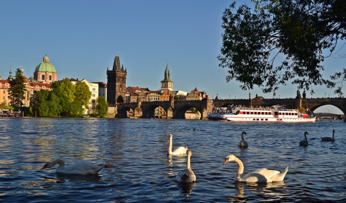 Floating on the Vltava River